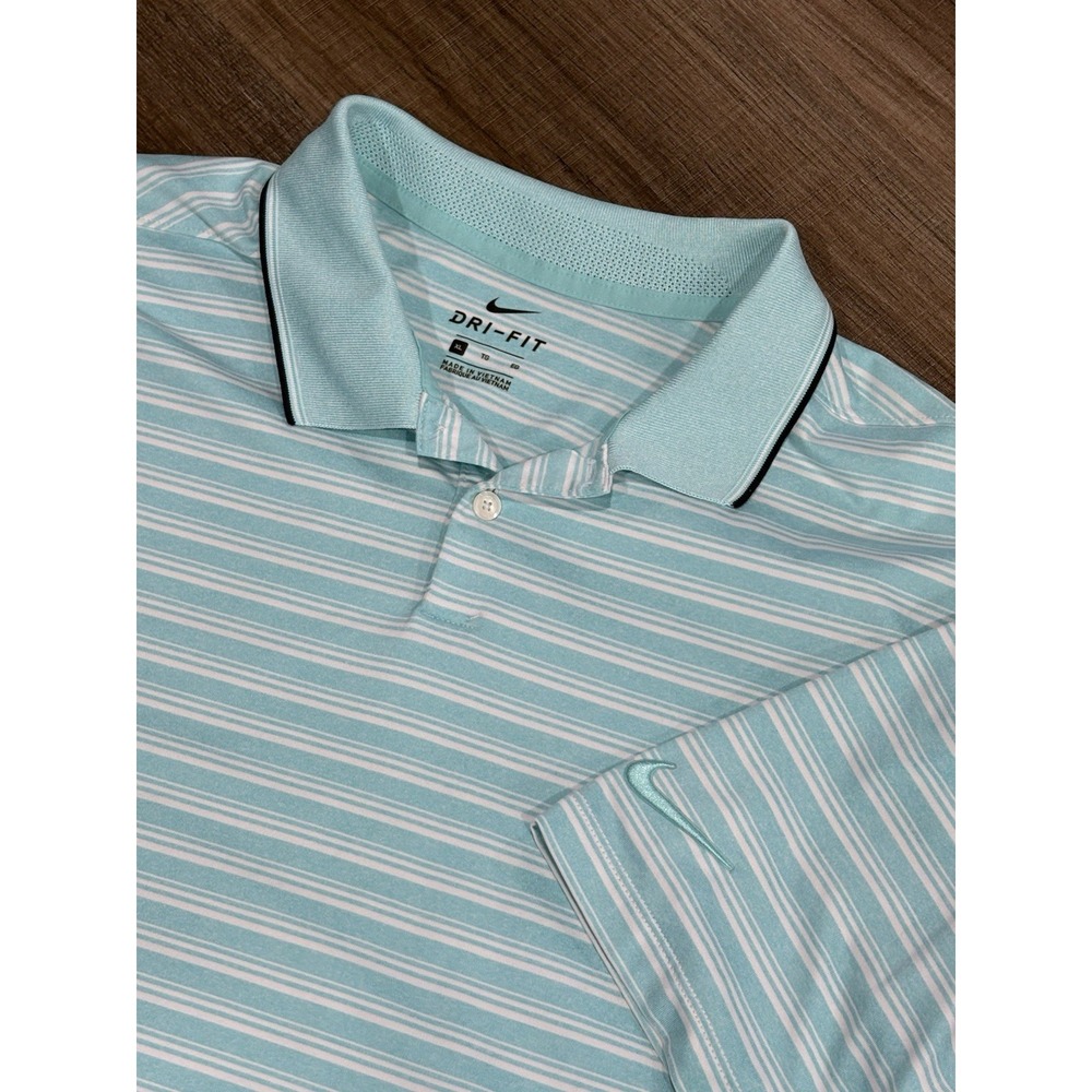 Nike Golf Dri Fit Short Sleeve Size XL Striped‎ Performance Men's Polo